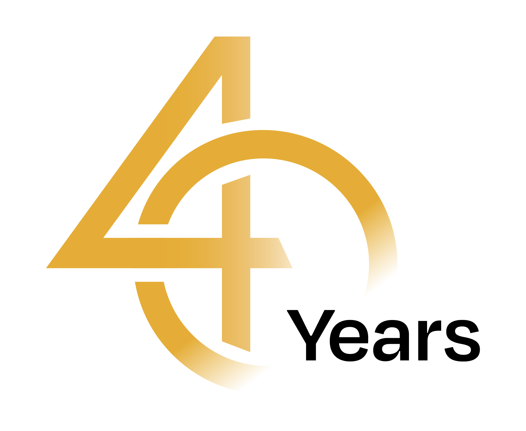40 years - gold gradient - black text